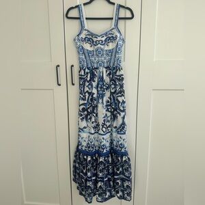 Commense Blue and White Summer Maxi Dress